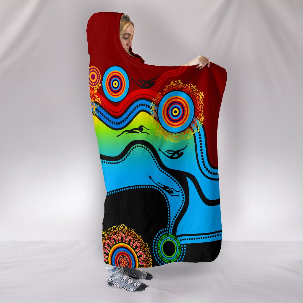 aboriginal-hooded-blanket-dot-painting-indigenous-circle-patterns-blue-dream