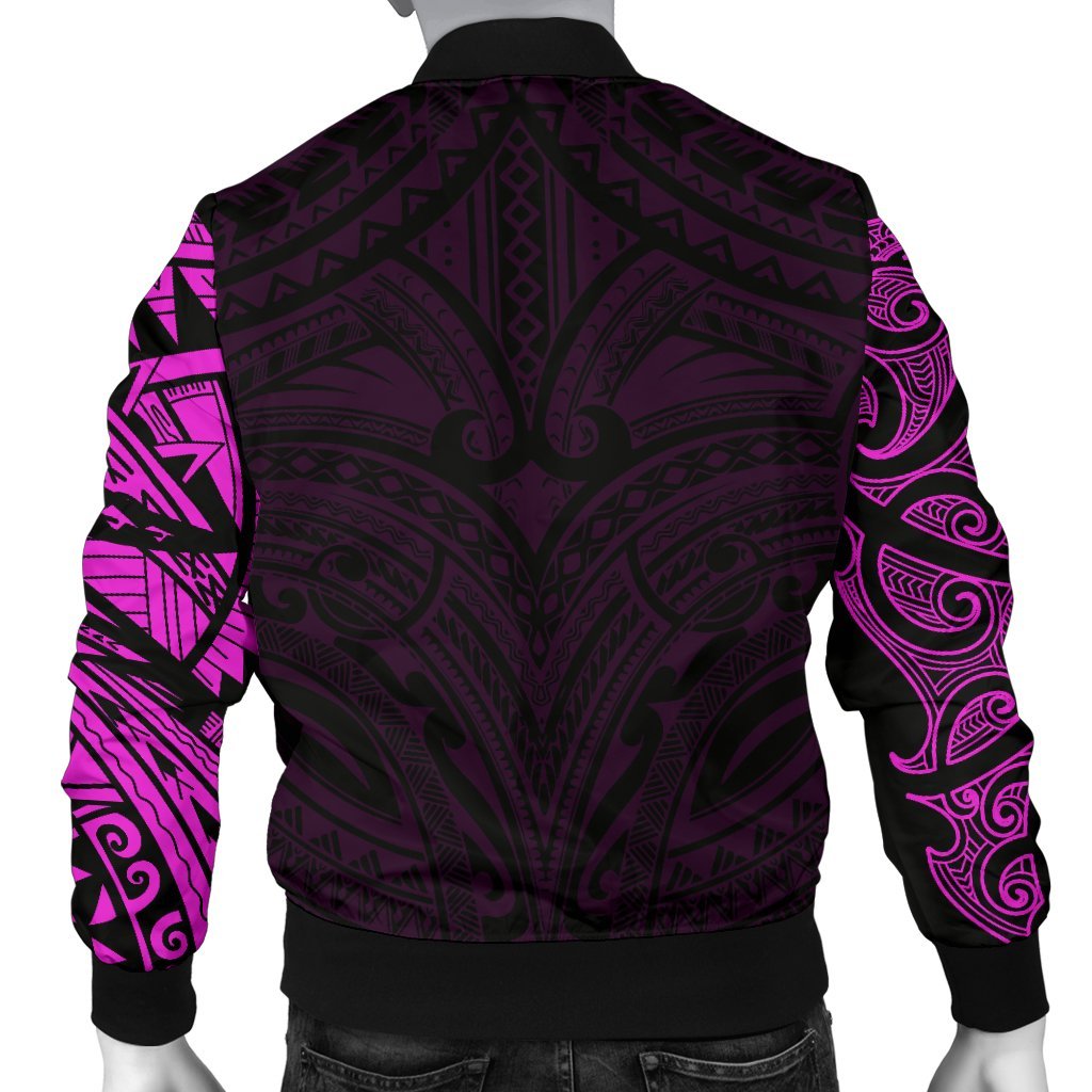 New Zealand Men's Bomber Jacket, Maori Polynesian Tattoo Purple - Vibe Hoodie Shop