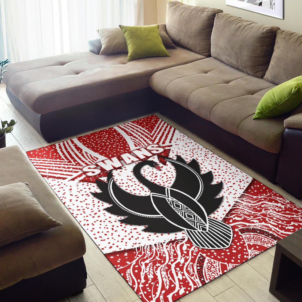 Sydney Area Rug Indigenous Swans - Vibe Hoodie Shop