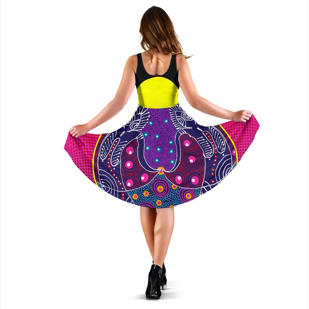 midi-dress-aboriginal-sublimation-dot-pattern-style-violet