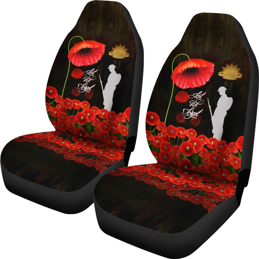 ANZAC Car Seat Covers - Remembrance Poppy Flowers - Vibe Hoodie Shop