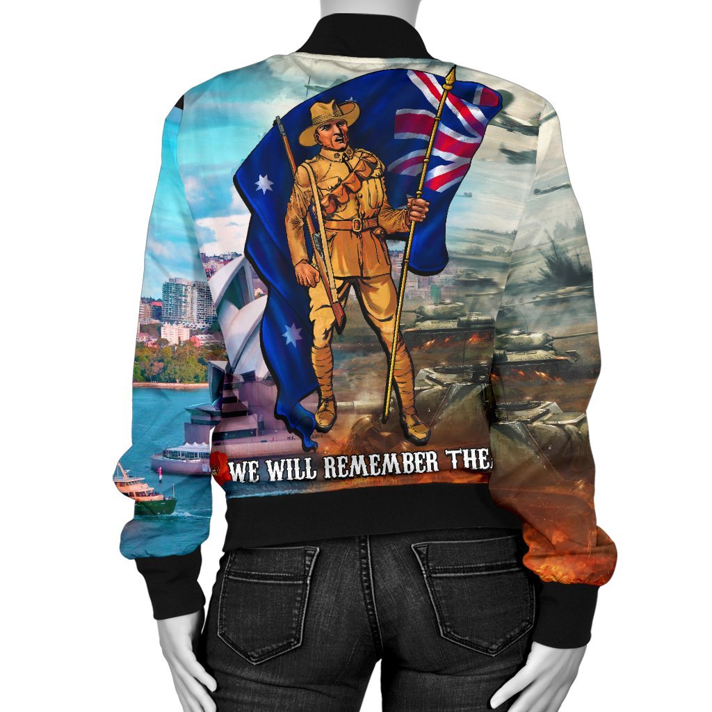 ANZAC Women's Bomber Jacket - Australian Soldier - Vibe Hoodie Shop