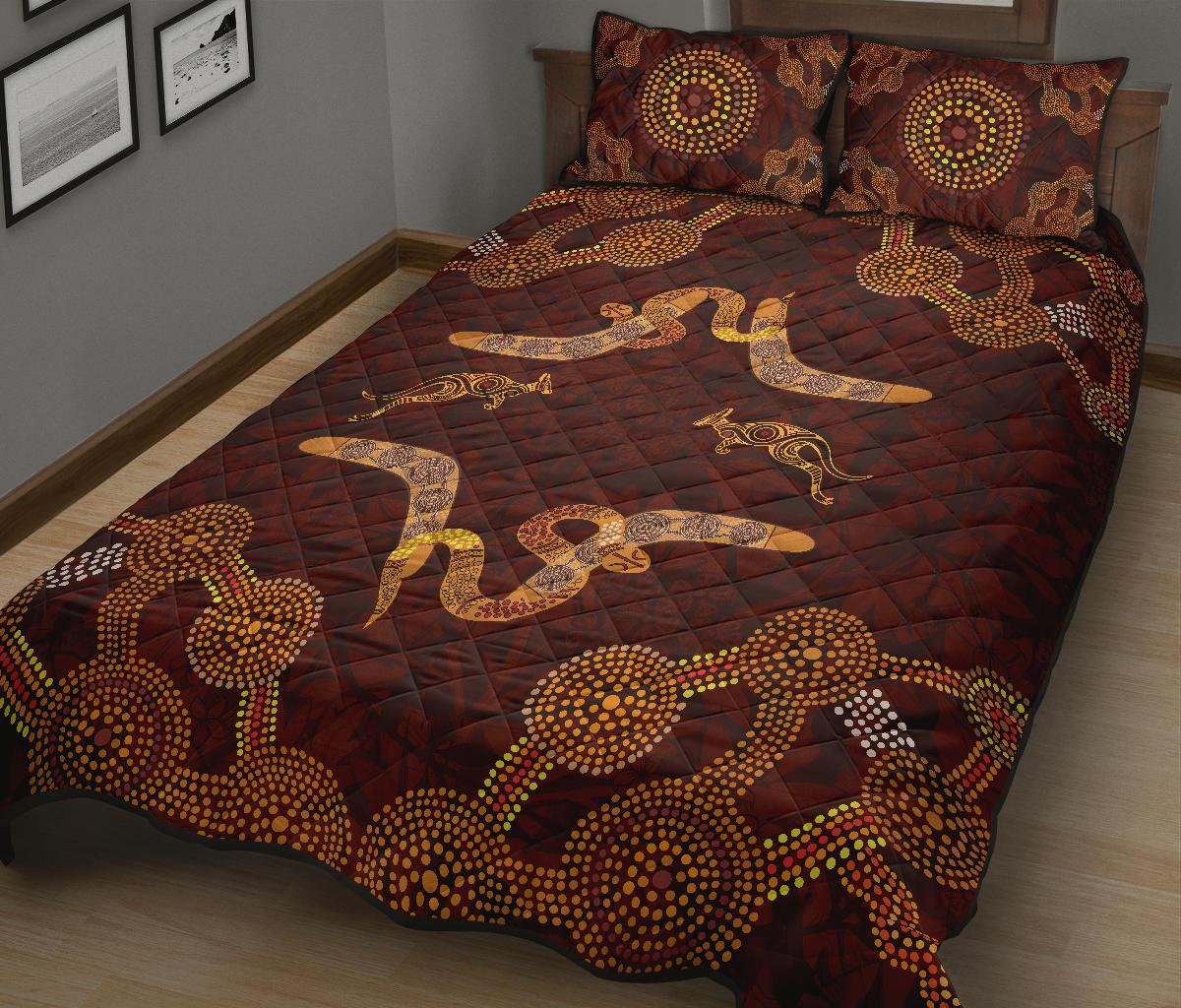 Aboriginal Quilt Bed Set - Snake, Kangaroo Dot - Vibe Hoodie Shop