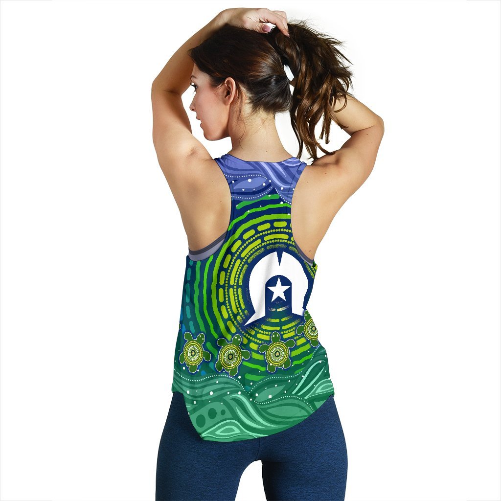 Torres Strait Islanders Women's Racerback Tank - Aboriginal Turtle - Vibe Hoodie Shop