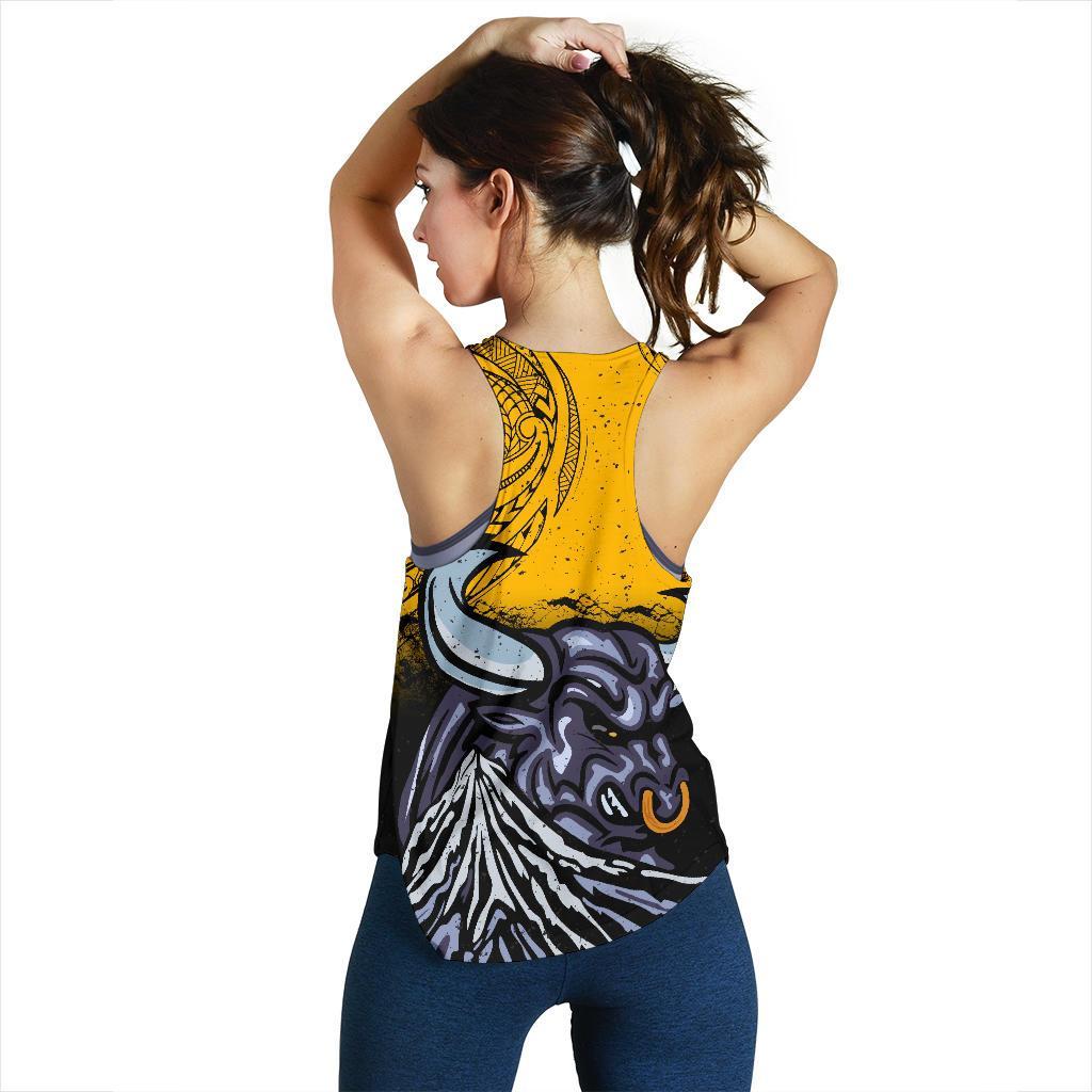 New Zealand Maori Women Racerback Tank Taranaki Bull - Vibe Hoodie Shop