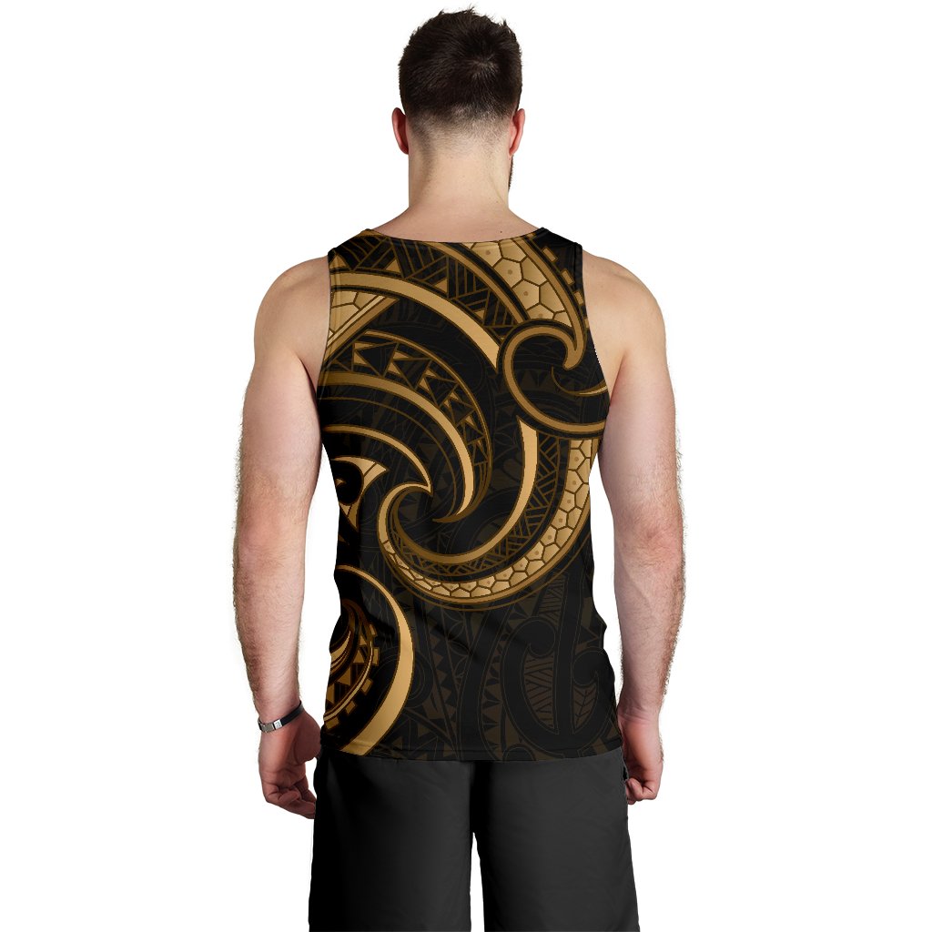 New Zealand Maori Mangopare Men Tank Top Polynesian - Gold - Vibe Hoodie Shop