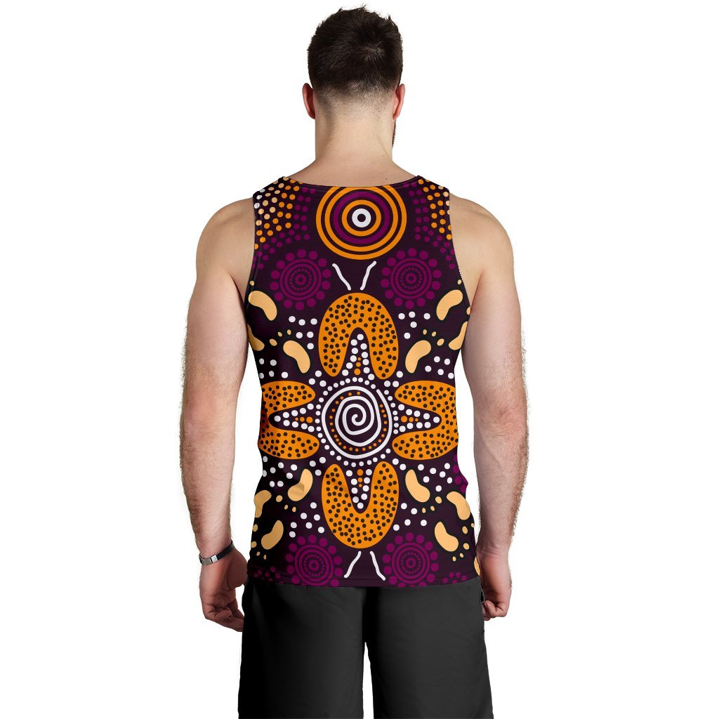 Aboriginal Men's Tank Top - Flowers Dot Panting Art - Vibe Hoodie Shop