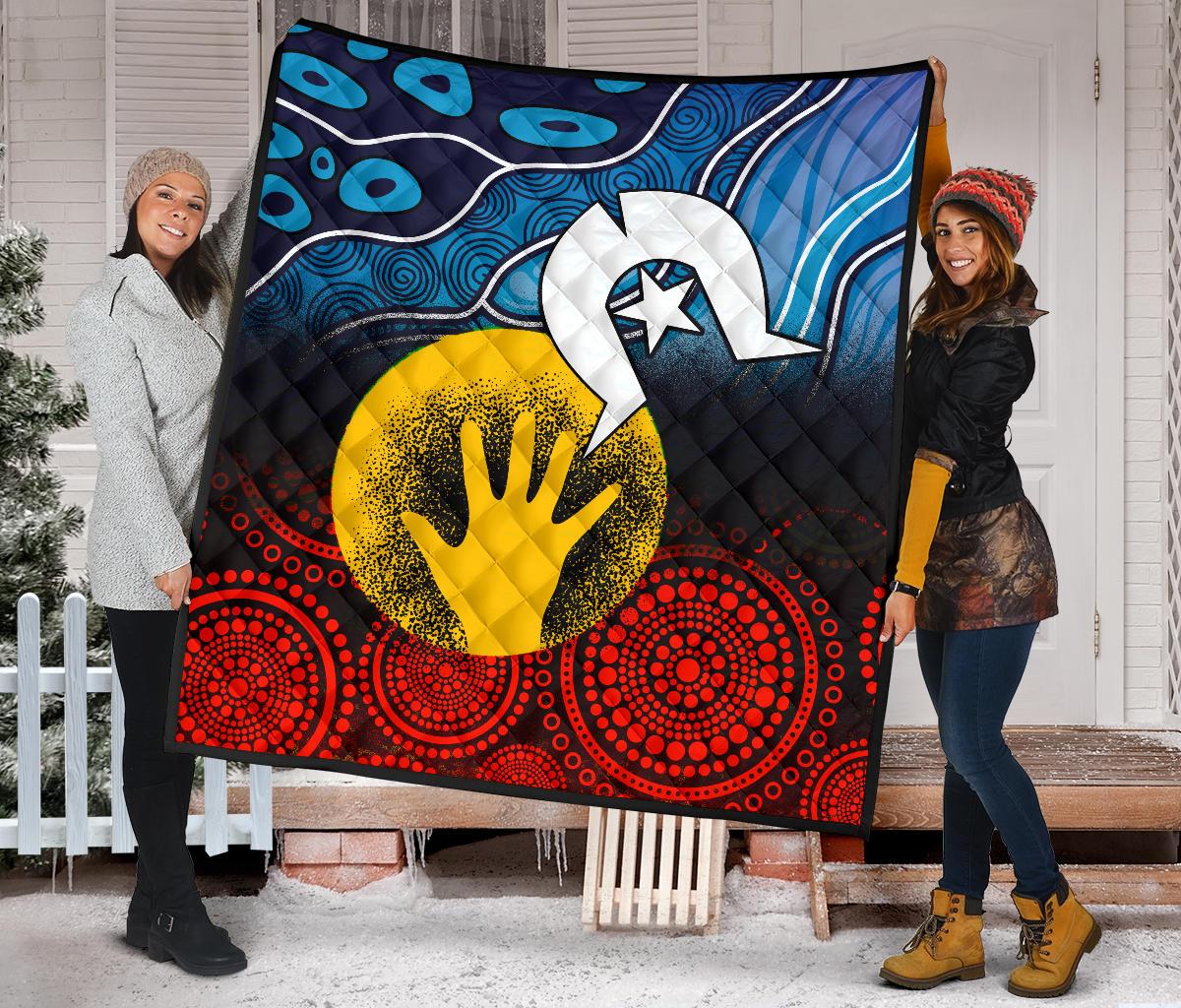 Aboriginal Premium Quilt - Aboriginal and Torres Strait Islanders Flag - Vibe Hoodie Shop