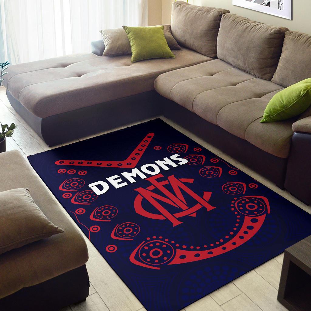 Melbourne Demons Indigenous Area Rug Football - Vibe Hoodie Shop