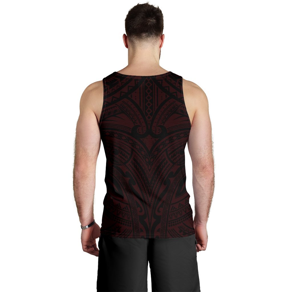 New Zealand Men's Tank Top, Maori Polynesian Tattoo Red - Vibe Hoodie Shop