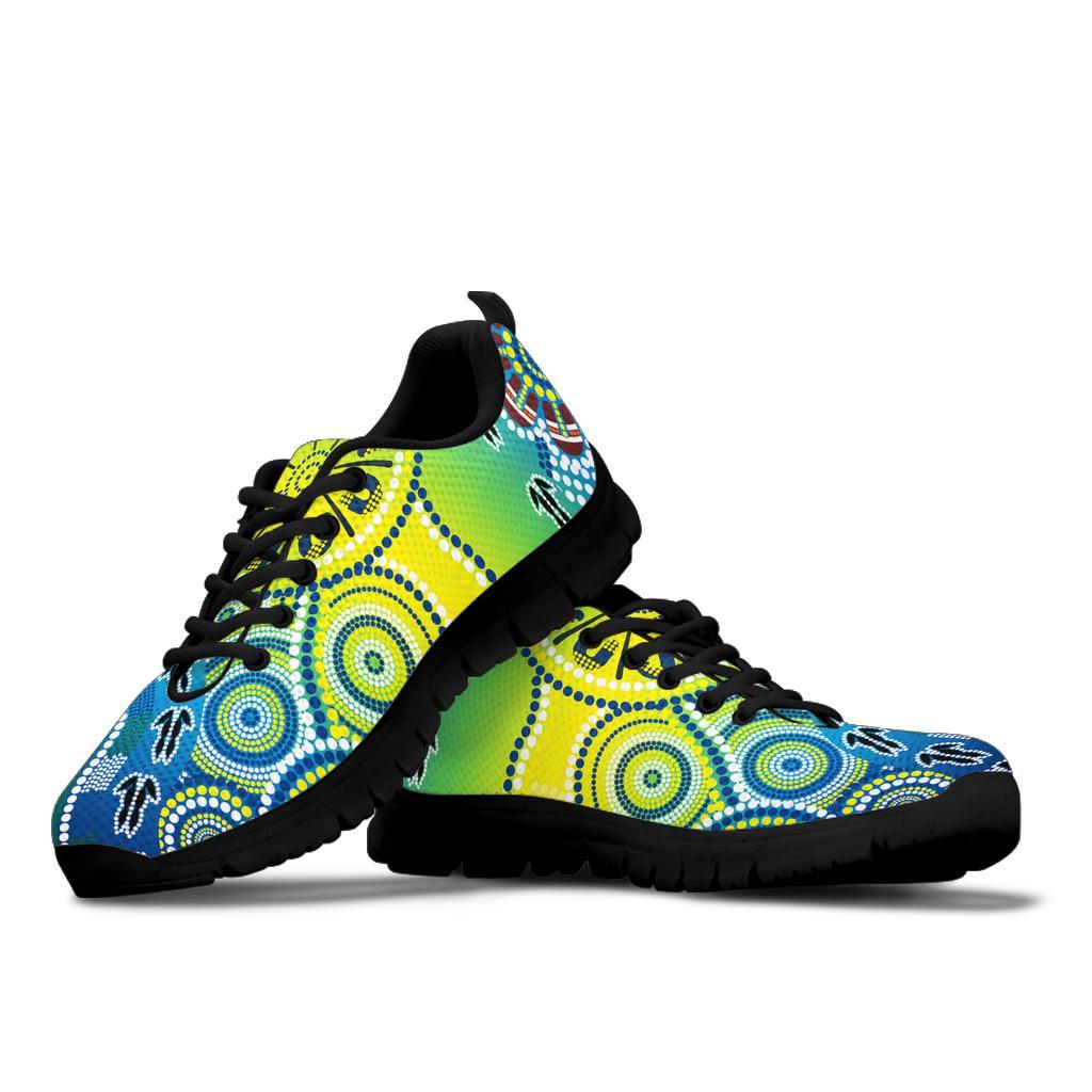 Aboriginal Sneakers - Dot Painting Indigenous Circle Patterns - Vibe Hoodie Shop