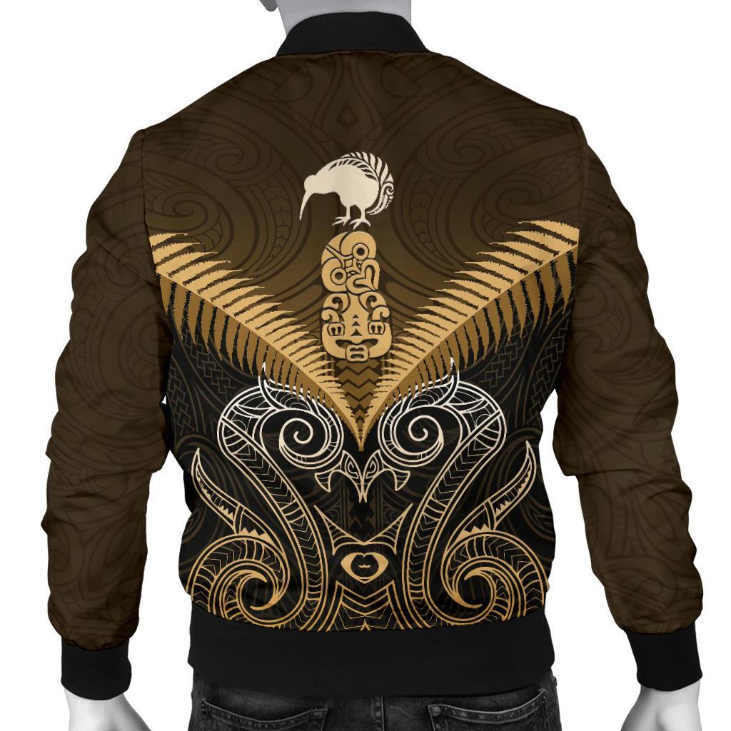 Maori Manaia New Zealand Men Bomber Jacket Gold - Vibe Hoodie Shop