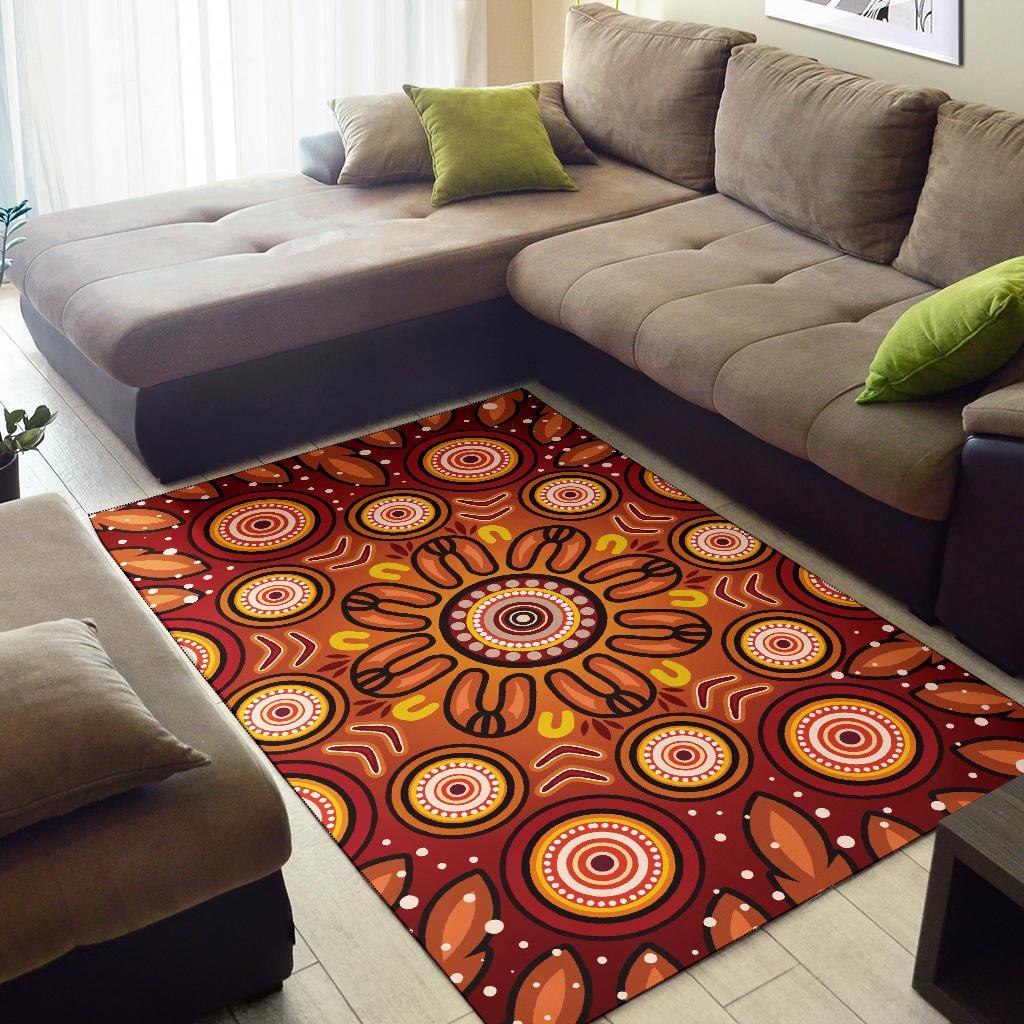 Aboriginal Area Rug - Circle Flowers Patterns VER01 - Vibe Hoodie Shop