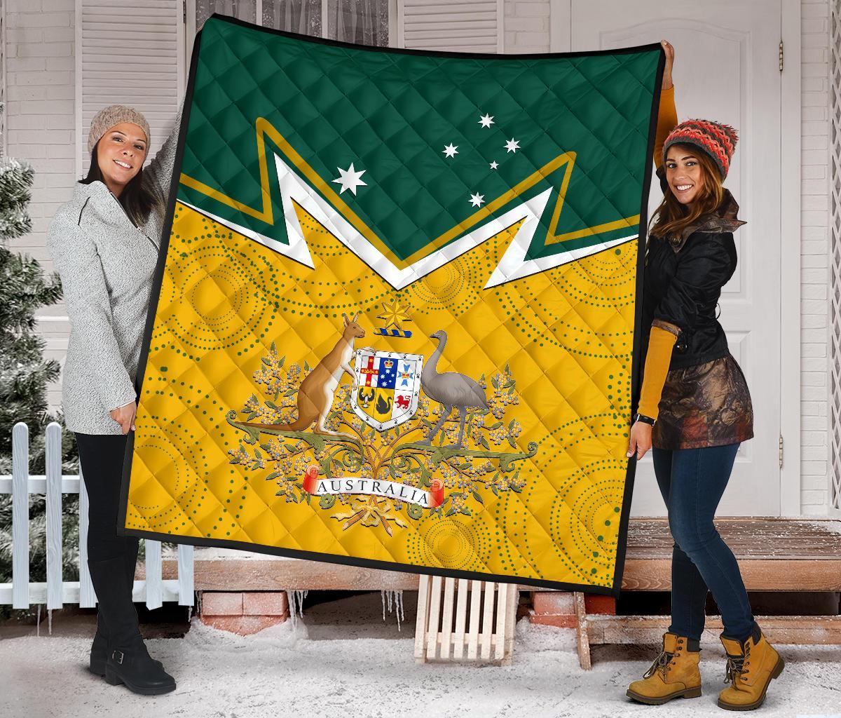 Premium Quilt - Australian Coat Of Arms National Color - Vibe Hoodie Shop