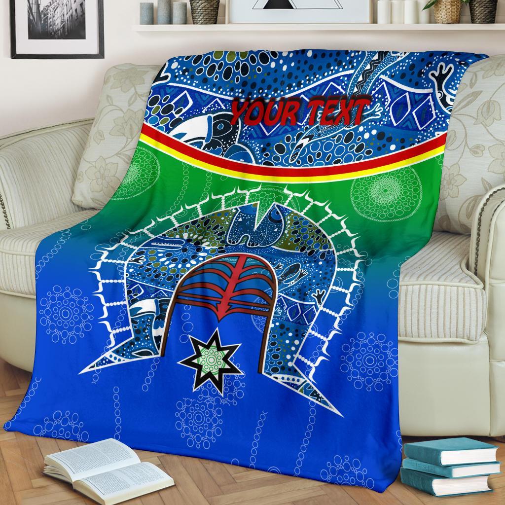 Personalised Premium Blanket - Torres Strait Symbol With Aboriginal Patterns - Vibe Hoodie Shop