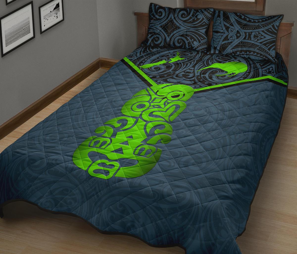 New Zealand Maori Rugby Quilt Bed Set Pride Version - Navy - Vibe Hoodie Shop