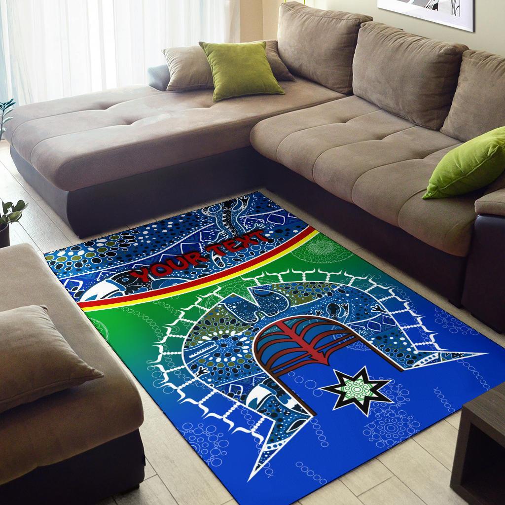 Personalised Area Rug - Torres Strait Symbol With Aboriginal Patterns - Vibe Hoodie Shop