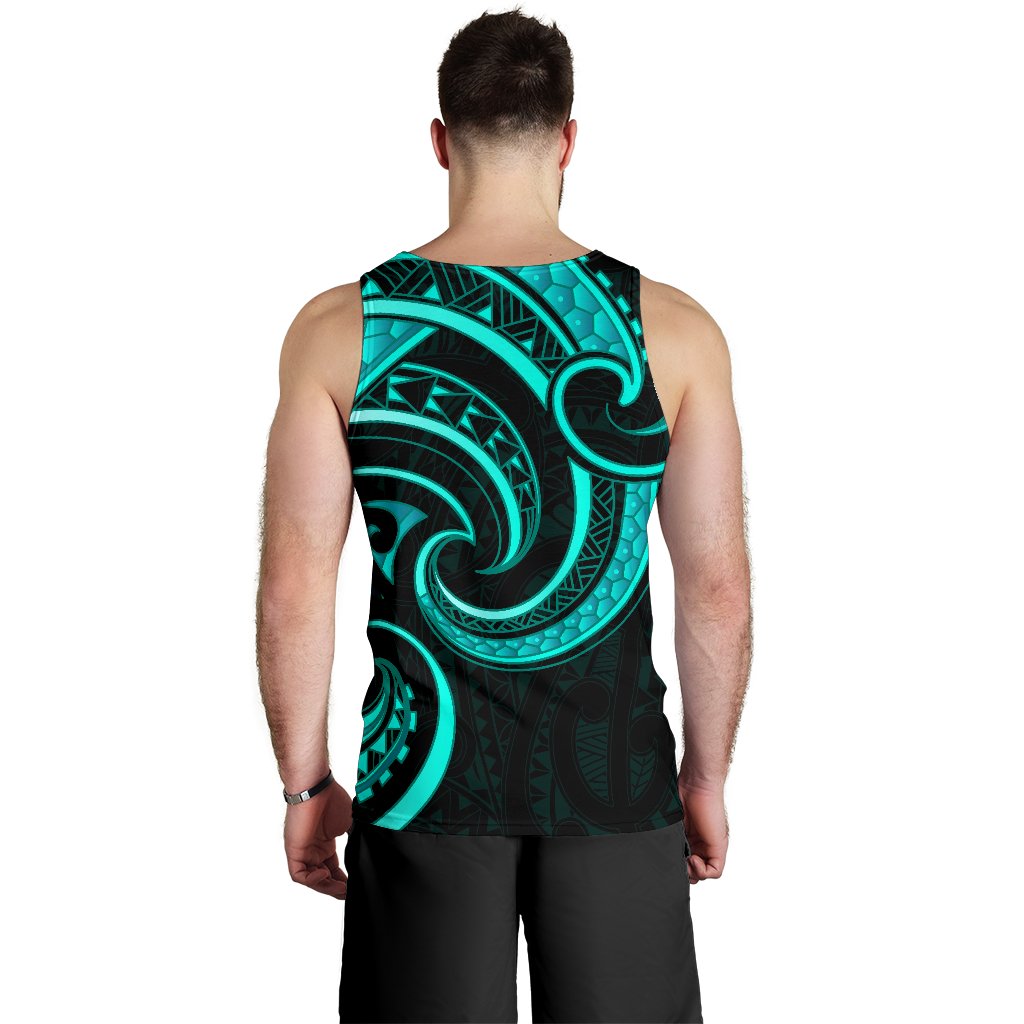 New Zealand Maori Mangopare Men Tank Top Polynesian - Turquoise - Vibe Hoodie Shop