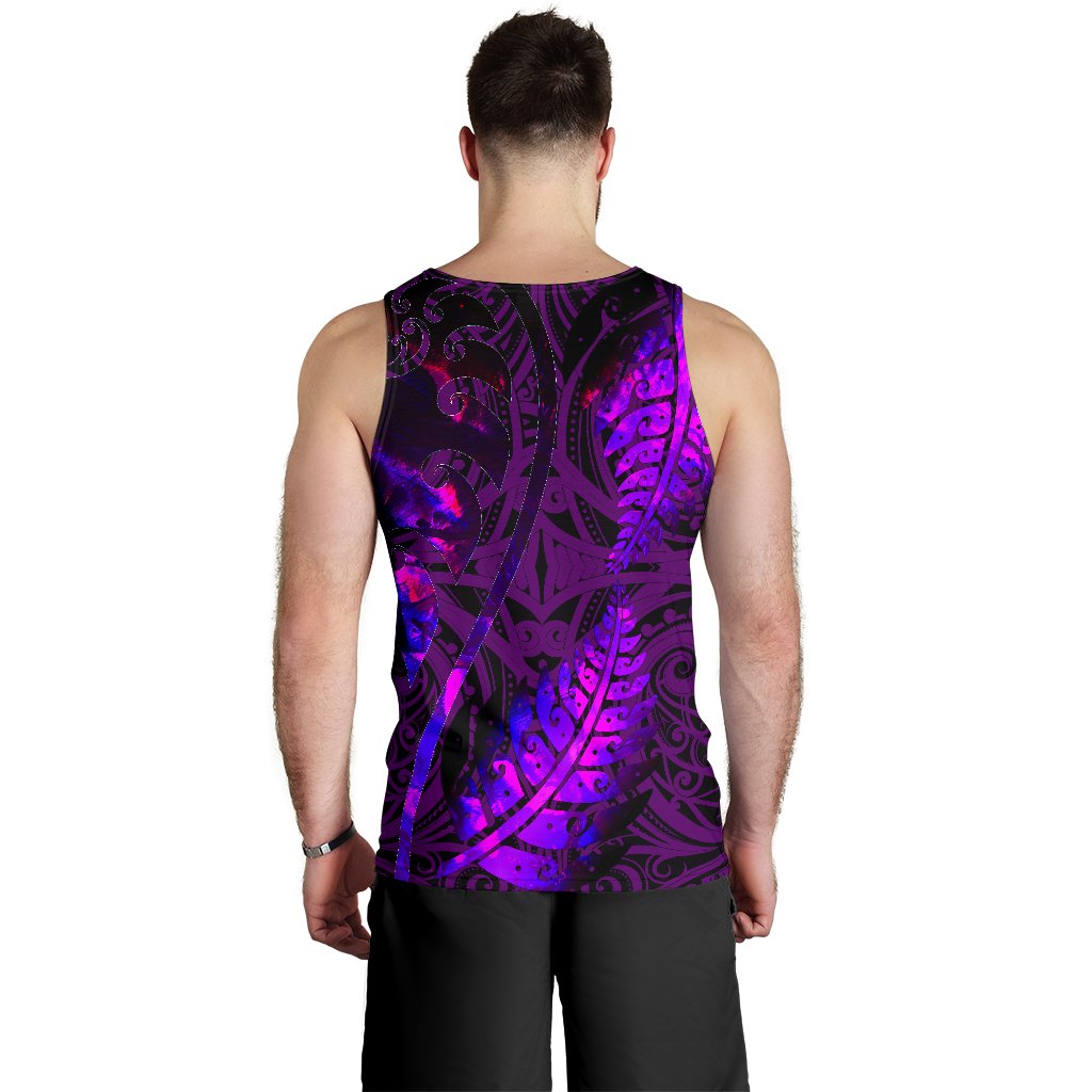 Aotearoa Maori Men Tank Top Silver Fern Koru Vibes Purple - Vibe Hoodie Shop