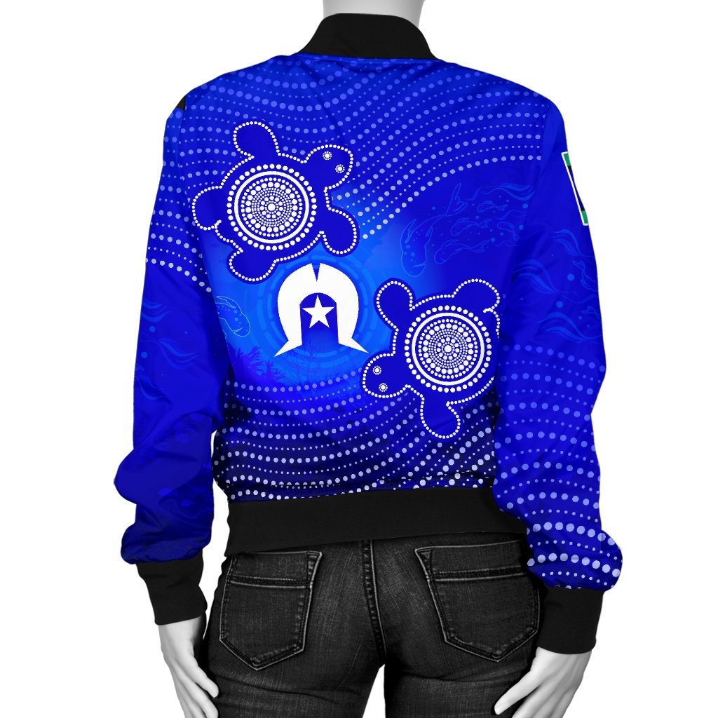 Custom Torres Strait Islanders Women's Bomber Jacket - Torres Symbol With Indigenous Turtle - Vibe Hoodie Shop