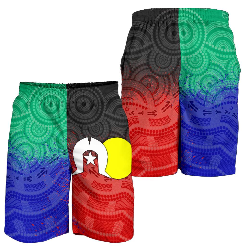 Aboriginal Men's Shorts, Australia NAIDOC Week Indigenous Flag Style - Vibe Hoodie Shop