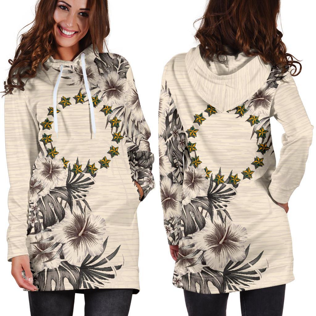 Cook Islands Hoodie Dress - The Beige Hibiscus - Vibe Hoodie Shop