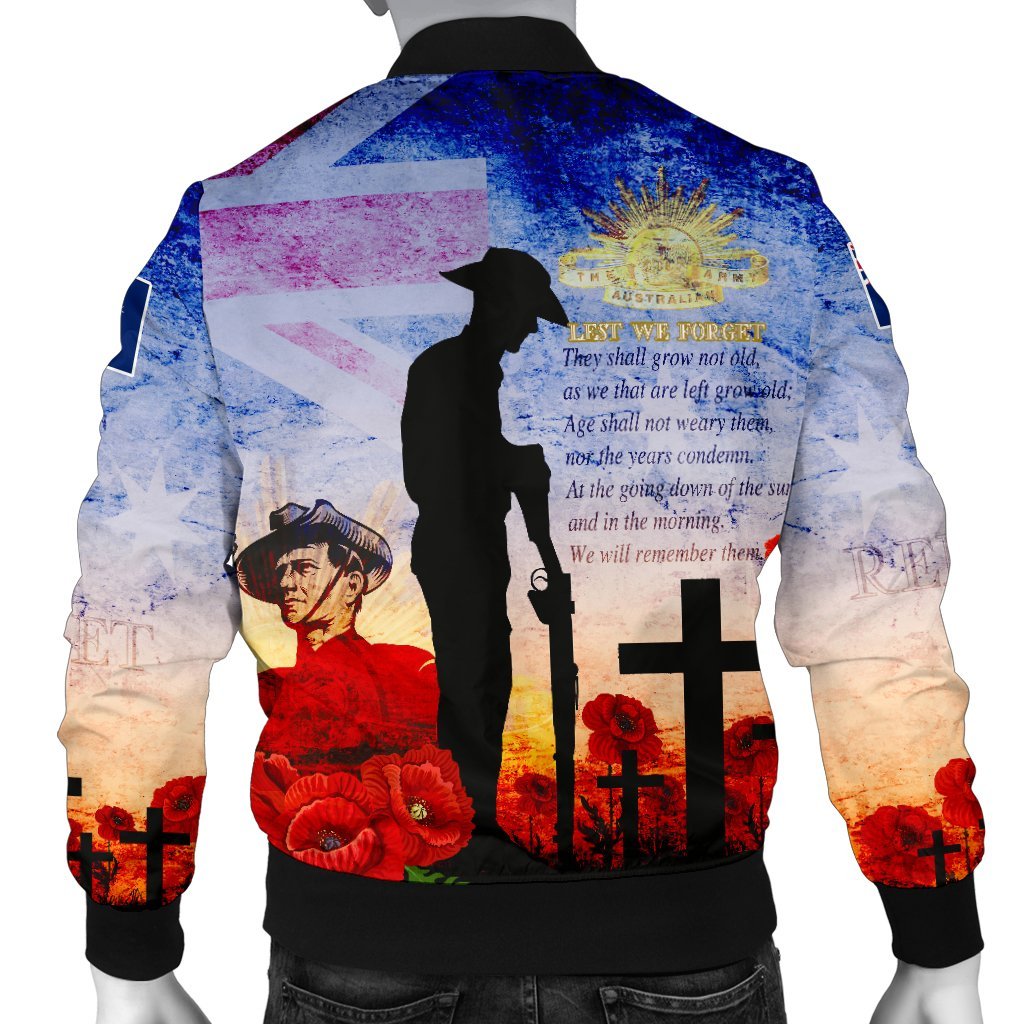 ANZAC Men's Bomber Jacket - ANZAC 2020 Lest We Forget The Australian Army - Vibe Hoodie Shop