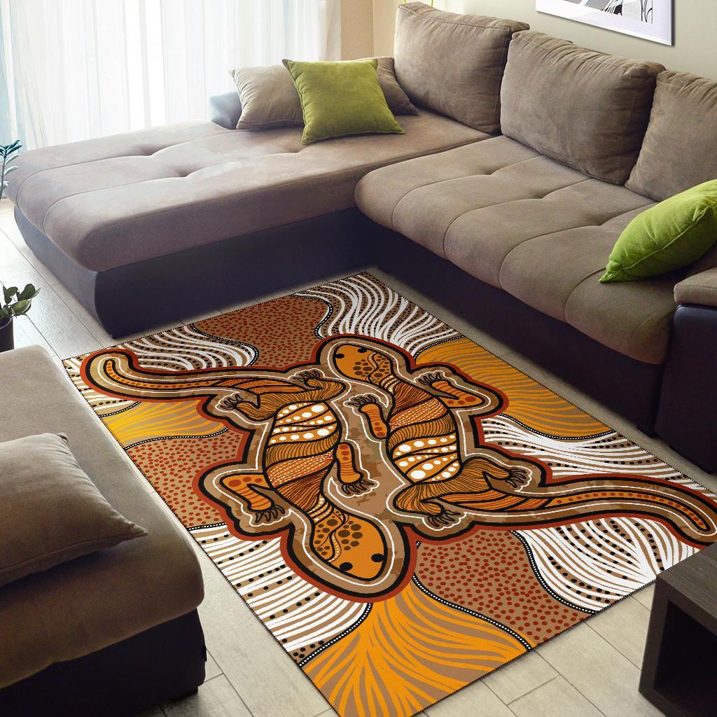 Aboriginal Area Rug - Indigenous Two Lizard Vintage Stye - Vibe Hoodie Shop