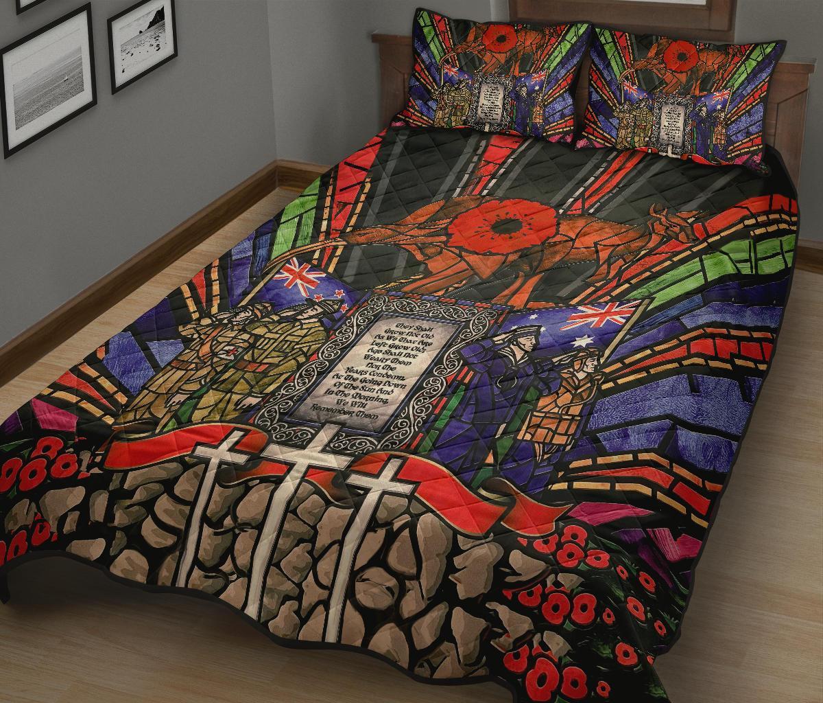 New Zealand Quilt Bed Set, ANZAC Day Lest We Forget Australia - Vibe Hoodie Shop