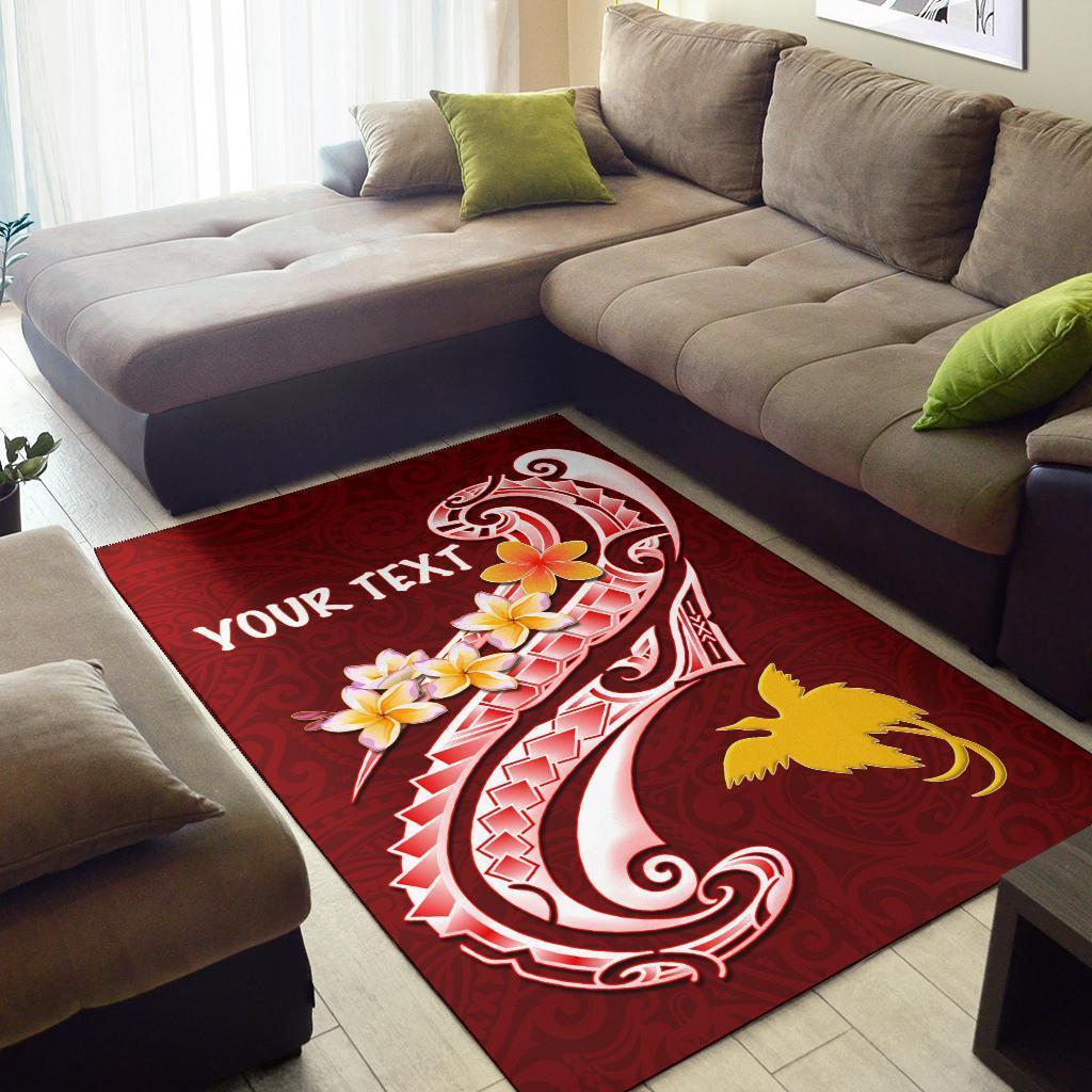 Papua New Guinea Custom Personalised Area Rug - PNG Seal Polynesian Patterns Plumeria - Vibe Hoodie Shop