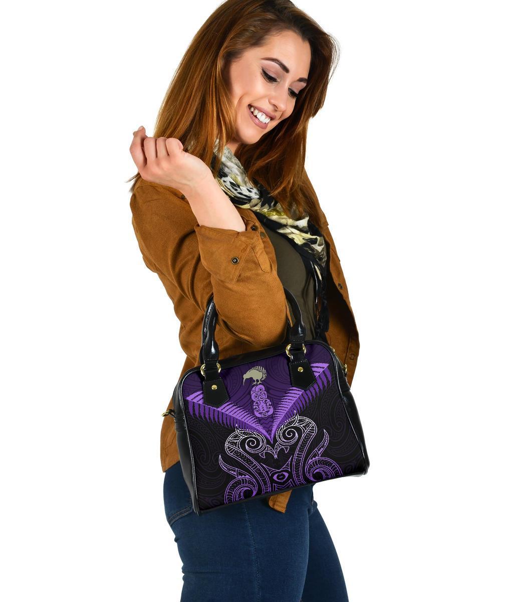 Maori Manaia New Zealand Shoulder Handbag Purple - Vibe Hoodie Shop