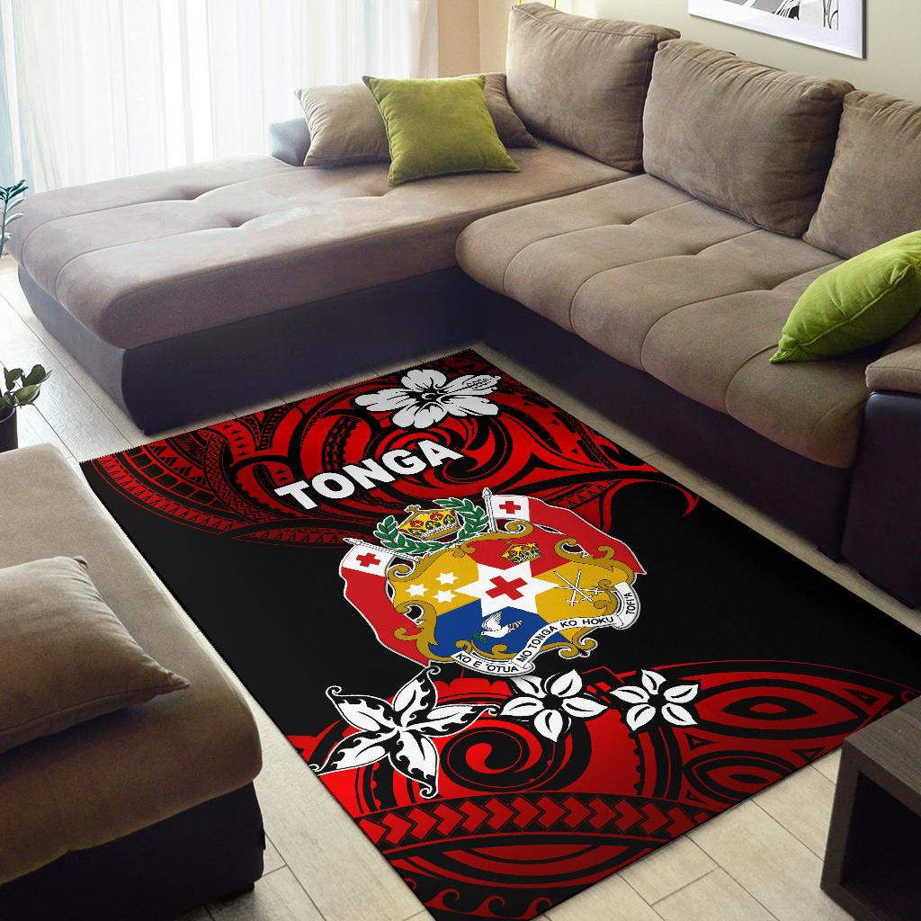 Mate Ma'a Tonga Rugby Area Rug Polynesian Unique Vibes - Red - Vibe Hoodie Shop