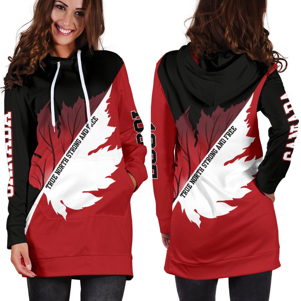 Canada Strong And Free Hoodie Dress - Vibe Hoodie Shop