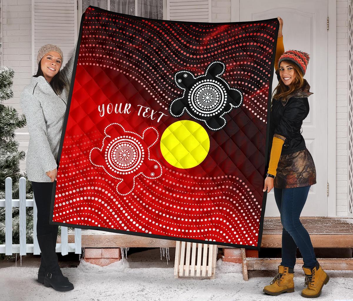 Custom Aboriginal Premium Quilt - Indigenous Circle Dot Painting Style - - Vibe Hoodie Shop