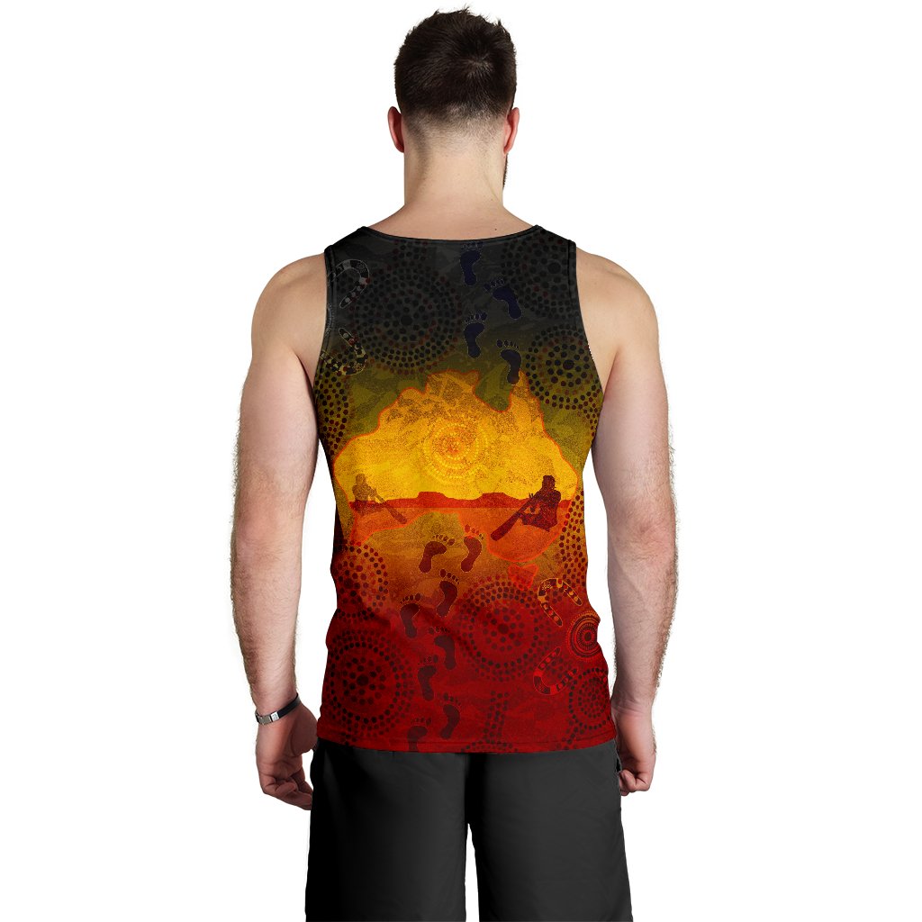 Custom Aboriginal Men's Tank Top, Australian Map with Indigenous Color - Vibe Hoodie Shop