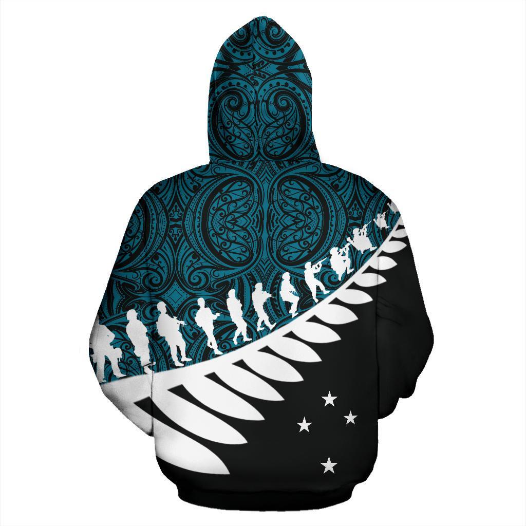 Lest We Forget New Zealand Maori Hoodie Blue - Vibe Hoodie Shop