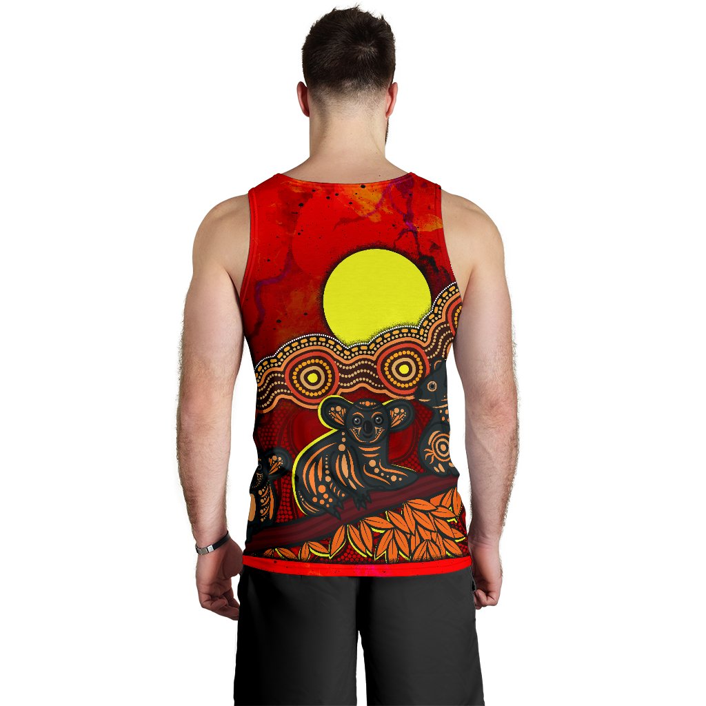 Custom Text Aboriginal Men's Tank Top - Australian Indigenous Koala - Vibe Hoodie Shop