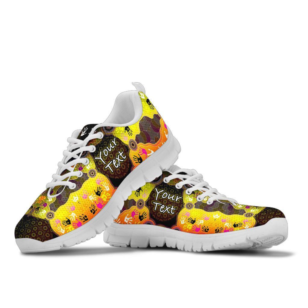 Custom Aboriginal Sneakers, Indigenous Circle Dot Painting Hand Art - BN18 - Vibe Hoodie Shop