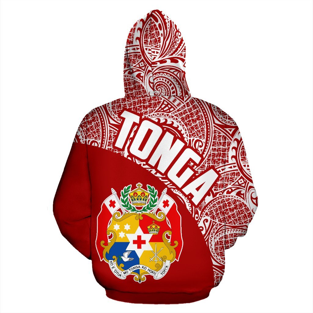 Zip Up Hoodie Tonga Polynesian Red White - Vibe Hoodie Shop