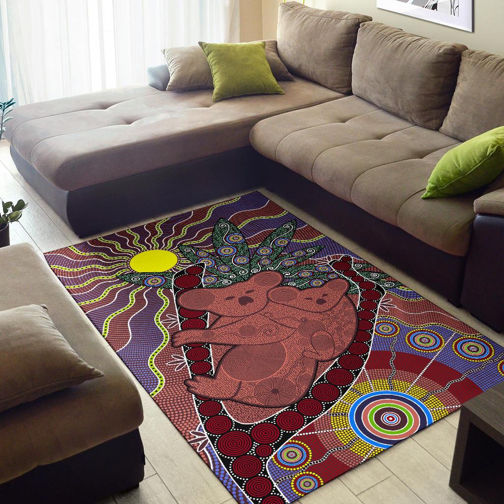 Aboriginal Area Rug, Koala Sun Dot painting Circle Patterns - Vibe Hoodie Shop