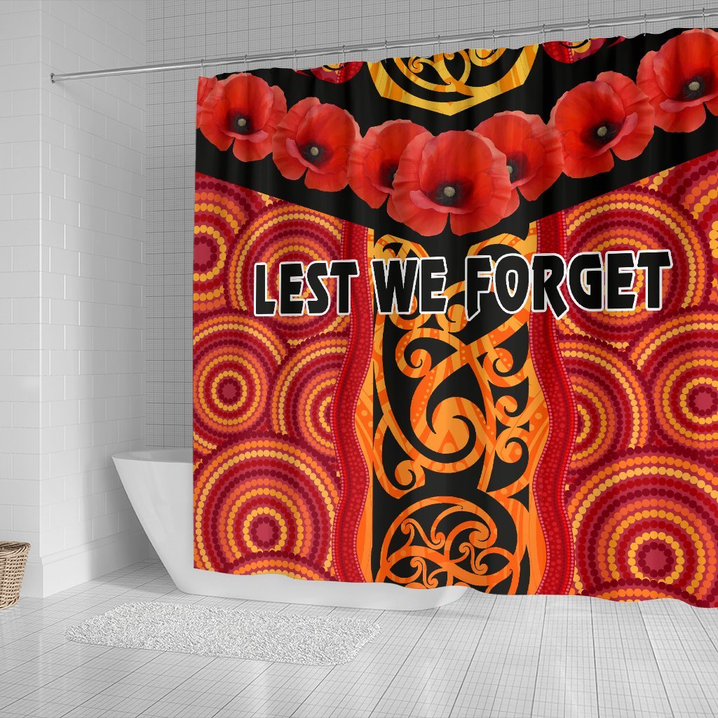 anzac-lest-we-forget-poppy-shower-curtain-new-zealand-maori-silver-fern-australia-aboriginal