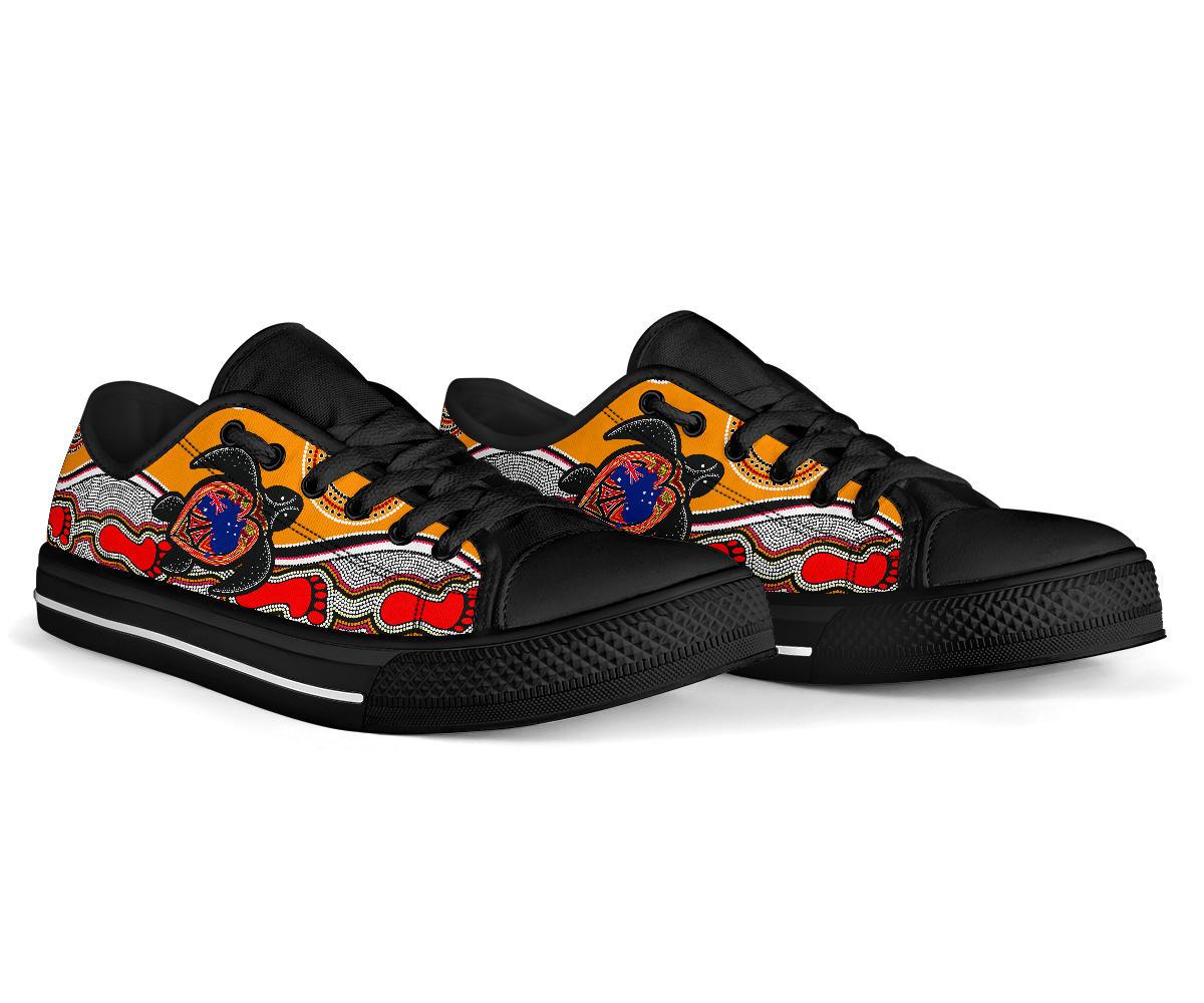 Canvas Shoes - Aboriginal Patterns Shoes Turtle - Low Top - Vibe Hoodie Shop