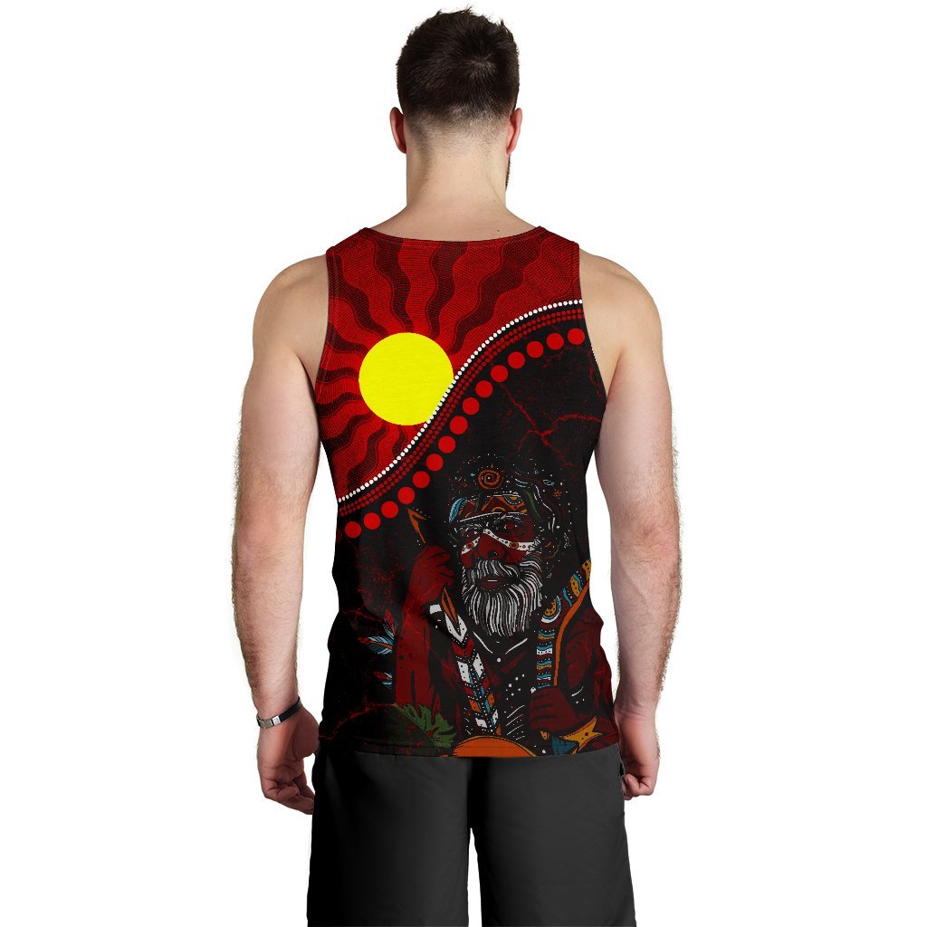 Custom Aboriginal Men's Tank Top - Indigenous People And Sun - Vibe Hoodie Shop