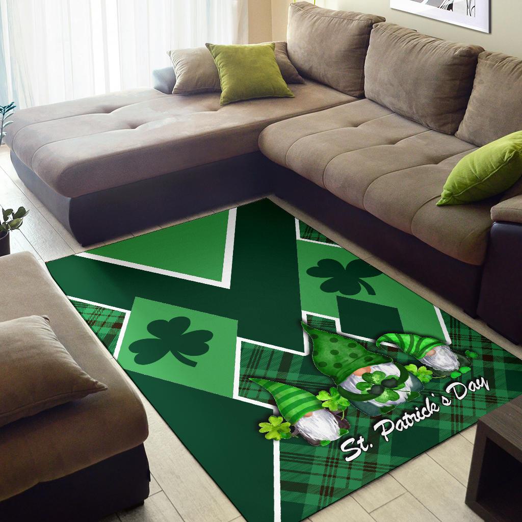 St. Patrick Day Ireland Gnome Area Rug Shamrock - Vibe Hoodie Shop