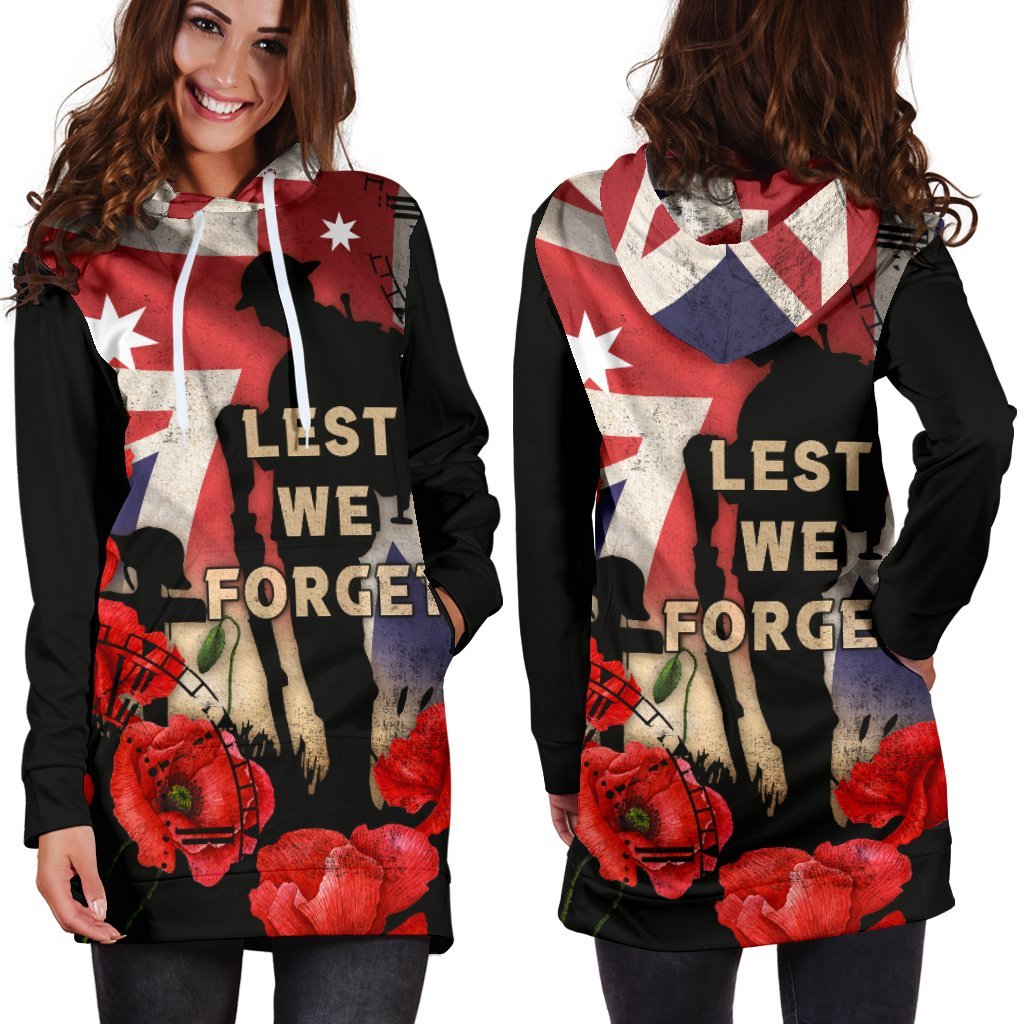 ANZAC Women's Hoodie Dress - A Day We Will Never Forget - Vibe Hoodie Shop