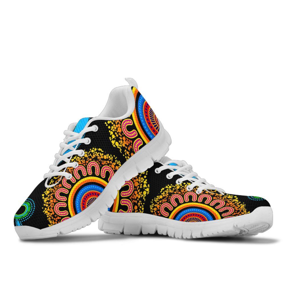 Aboriginal Sneakers, Flower Dot Painting Blue Dream - Vibe Hoodie Shop