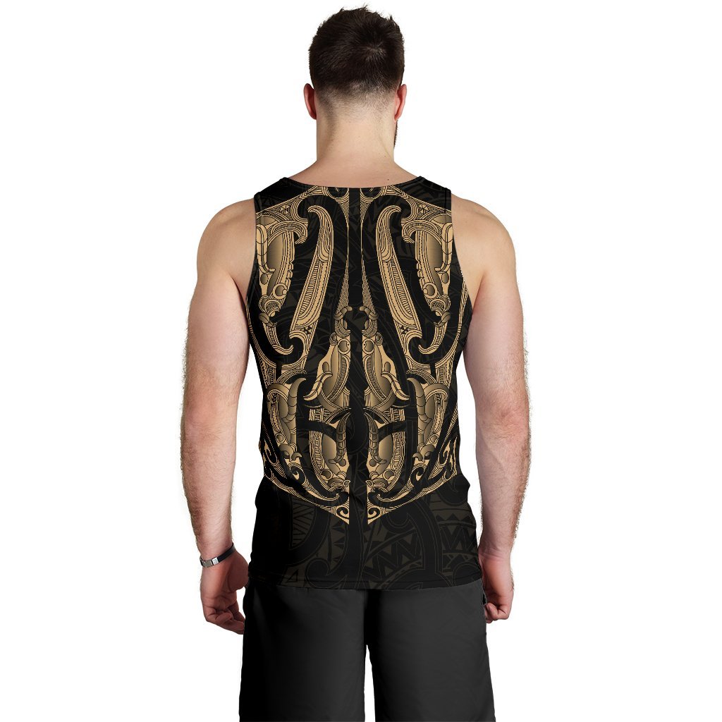 Maori Ta Moko Men Tank Top New Zealand Gold - Vibe Hoodie Shop