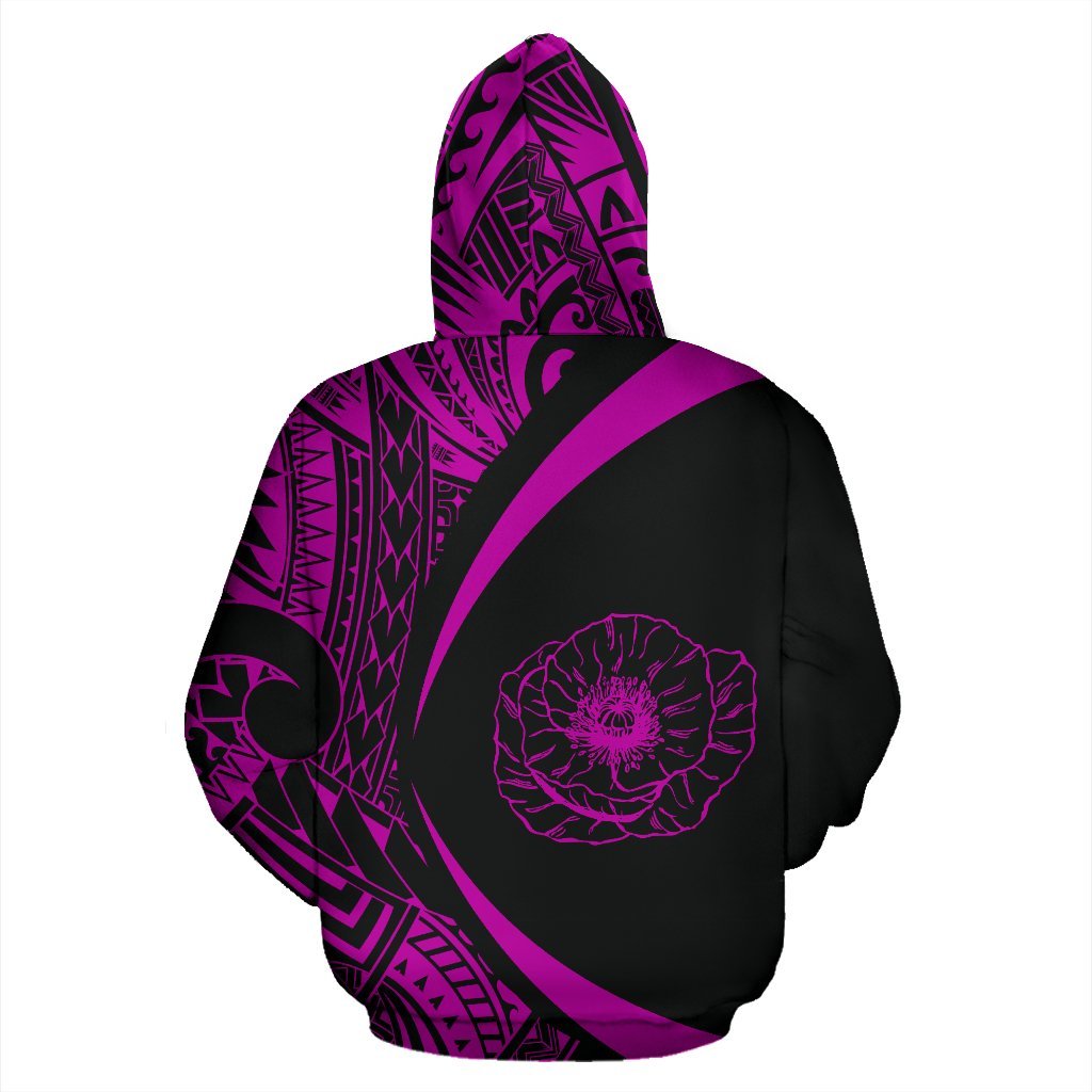 New Zealand Lest We Forget Maori Hoodie Circle Style - Pink - Vibe Hoodie Shop