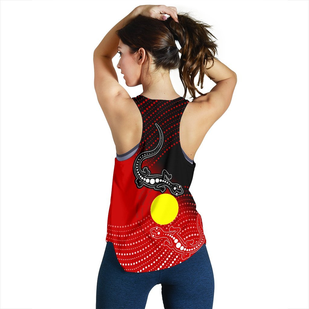 Aboriginal Women's Racerback Tank - Two Indigenous Lizard - Vibe Hoodie Shop