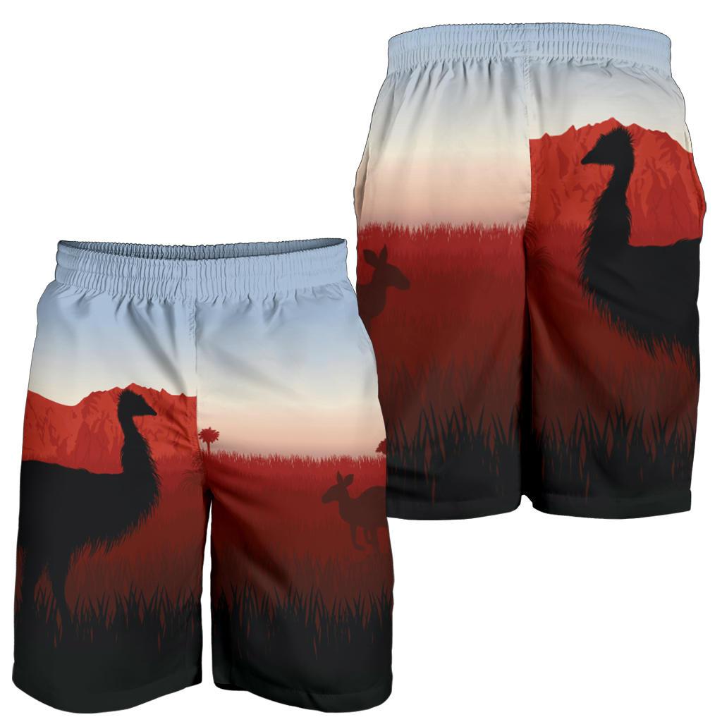 Men Short - Australian Nature with Emu and Kangaroo - Vibe Hoodie Shop